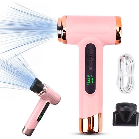 Asciugacapelli senza fili da 200 W Asciugacapelli portatile ricaricabile tramite USB Aria calda e fredda Styling Per studenti Viaggi Attività all'aperto Uso domestico (1/5)