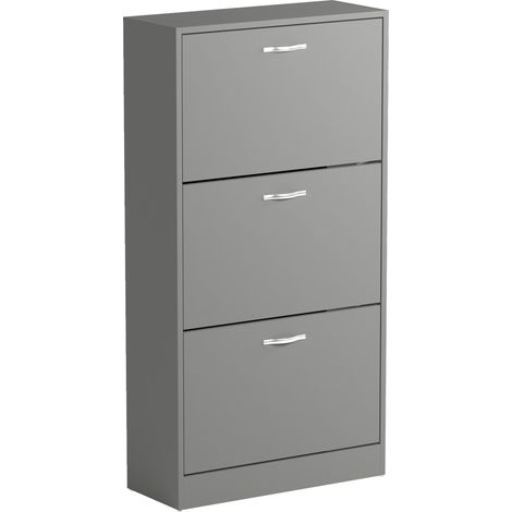 Meuble à chaussures 2 tiroirs pour entrée, armoire de rangement pratique, Gris