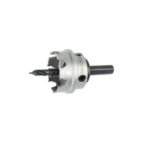 Scie cloche D.80mm Profondeur de coupe 4mm garnie HM avec foret et ressort TECWERK (1/2)