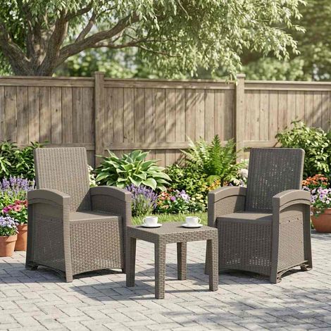 Teenpull – Liegesessel Garten Rattan-Optik 2 pcs Hellgrau PP (1/5)
