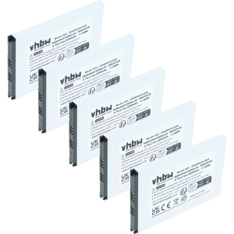 vhbw 5x Batterie compatible avec Datalogic Axist, DL-Axist ordinateur handheld (3200mAh, 3,8V, Li-ion)