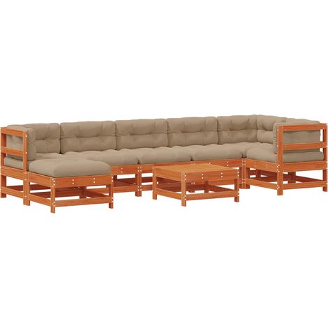 Garden Lounge Set 8 pcs Wax Brown Solid Pine Wood vidaXL (1/5)