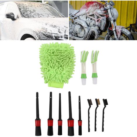 Ensemble de 11 brosses de nettoyage automobile (brosse de détail) - Vert (1/5)