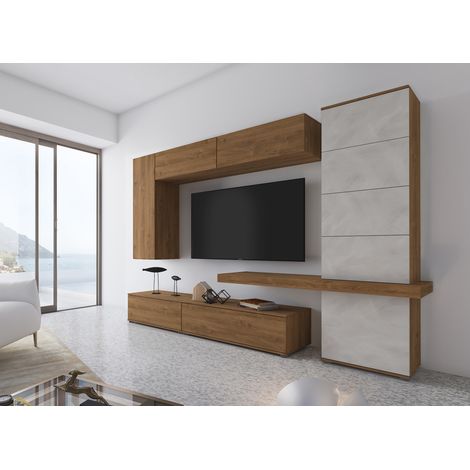 PARETE ATTREZZATA ZANTE 300X50XH220CM NOCE / BIANC (1/2)
