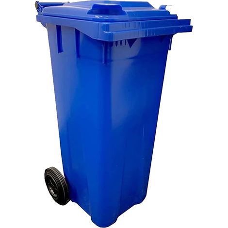 1 x 140L Brown Compact Sized Waste Recycling Wheelie Bins With Strong Rubber Wheels & Lids