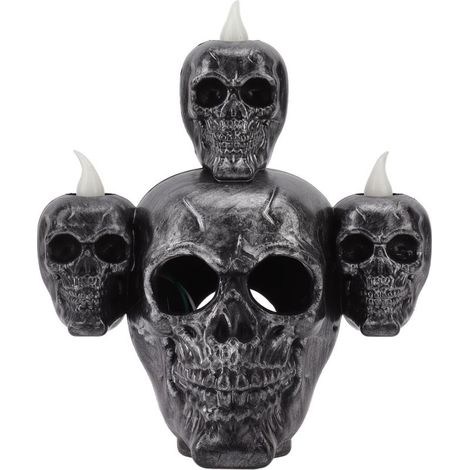 Lampe bougie électronique d'Halloween sans flamme, LED décorative moderne, parfum encens au bois de santal, lumière squelette (1/5)