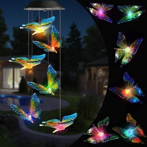 Carillon solaire à boules à couleurs changeantes – Mobile décoratif extérieur étanche à LED, cadeau idéal pour maman et grand-mère, convient pour terrasse, jardin ou fenêtre.