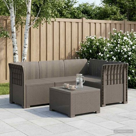 vidaXL Sofá de Jardín para 4 Personas Estilo Rattan PP Gris Claro (1/5)