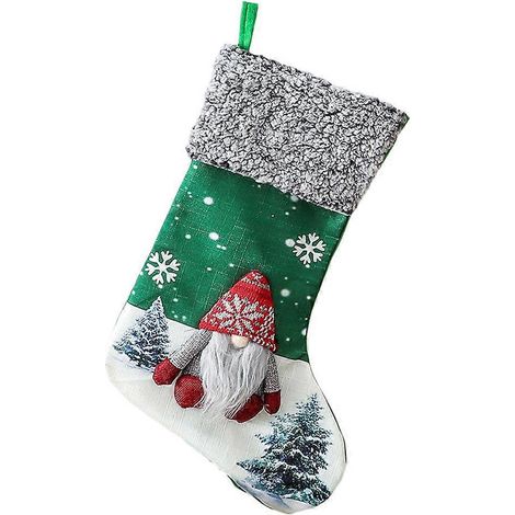 1 Stück hängende Weihnachtsstrümpfe mit Cartoon-Süßigkeitentüten als Anhänger-46x20cm-Green (1/3)