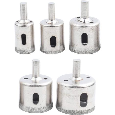 5 forets diamantés pour carrelage, verre, marbre, granit et ardoise, diamètres 20 mm, 25 mm, 32 mm, 35 mm, 38 mm (1/5)