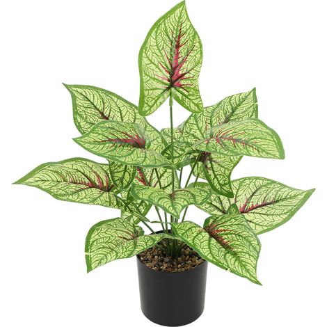 Plante Artificielle - Feuilles Grandes - Décoration Intérieure Salon Cuisine Salle De Bain - Pot Noir En Plastique - 1 Pièce (1/5)