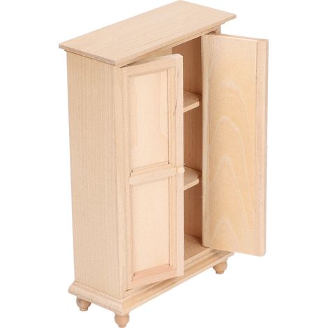 Armoire miniature en bois pour maison de poupée à l'échelle 1:12, avec double porte, accessoire de mobilier pour chambre et salon. (1/5)