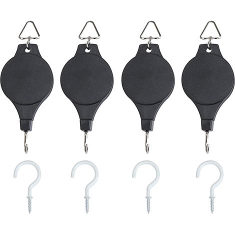 4 Poulie de suspension réglable, Câble acier, Crochet plafond, Pour panier plante jardin balcon