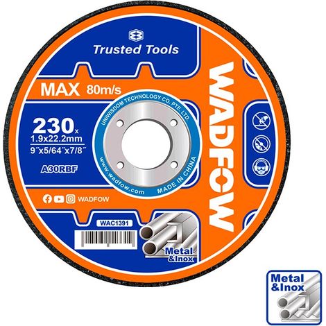Disco da taglio in acciaio inox e metallo WADFOW 115x1 mm, confezione da 15, elevata durata