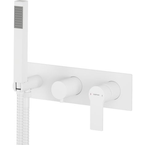 PAX Mitigeur douche/baignoire à encastrer incl. Douchette à main, 3 voies, blanc mat (1/3)