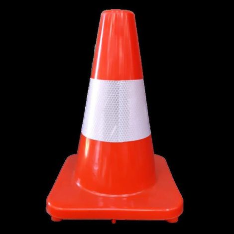 Maxter – Cône de signalisation PVC souple 300 mm – Rouge et blanc avec bande réfléchissante – Résistant aux chocs et intempéries