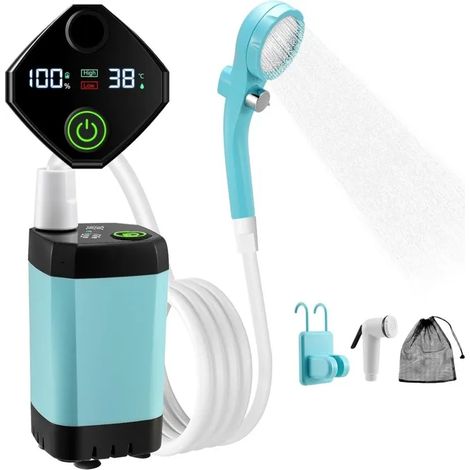 Douche Portable - Camping - Électrique - 6000mAh - Afficheur Intelligent - 2 Modes de Débit (1/5)