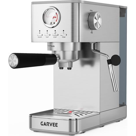 Machine Expresso Semi-Automatique 20 Bar - 1300W - Moulin Intégré - Laiton vapeur - Manomètre - Inox - 1L - Café italien maison (1/5)