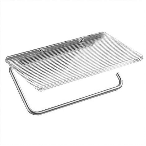 Set mit 2 silbernen Toilettenpapierhaltern aus Edelstahl, Badezimmeraccessoire, kein Bohren erforderlich, Klebemontage, feuchtigkeitsbeständig (1/5)