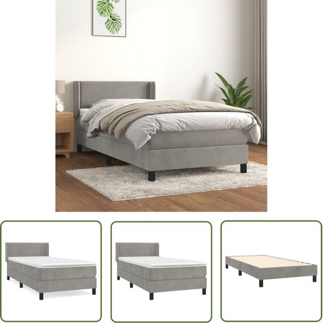 The Living Store Boxspringbett mit Matratze Hellgrau 80x200 cm Samt - Samtbett - Boxspringbett - Doppelbett - Bettauflage - Matratze (1/5)
