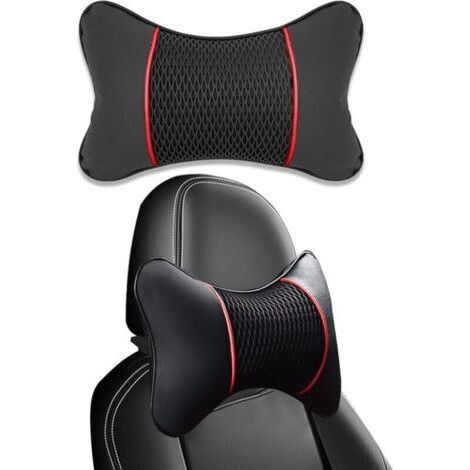Coussin Appuie Tete Voiture Appui-Tête De Voiture En PU Cuir Avec Mousse Mémoire Oreiller Cervical Pour Voiture Appui Tete Voiture Pour Soutien Du Cou Protection De La Colonne Cervicale 1Pièce (1/4)