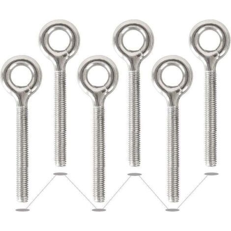 M10 304 Stainless Steel Rings, Closed, Welded Threaded Shank Eye Bolts, Corrosion Resistant Eye Bolt (1/4)