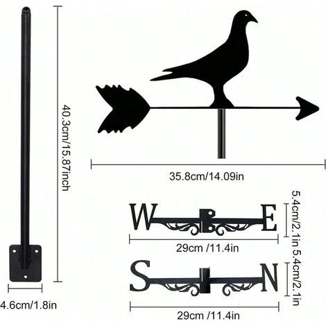Girouette décorative d'extérieur en forme de pigeon, idéale pour les fermes, les jardins et les patios-ARCAN (1/5)