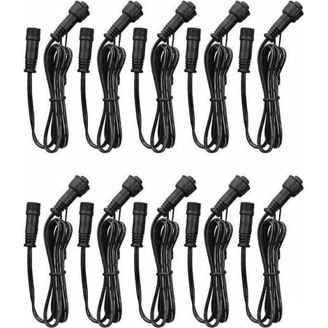 Cable Rallonge, 10 Pack, Pour Spots LED Encastrables,Etanche IP67,1M / 3.3Ft, 2Pin, avec connecteurs mâles et femelles..DEBUNS (1/4)