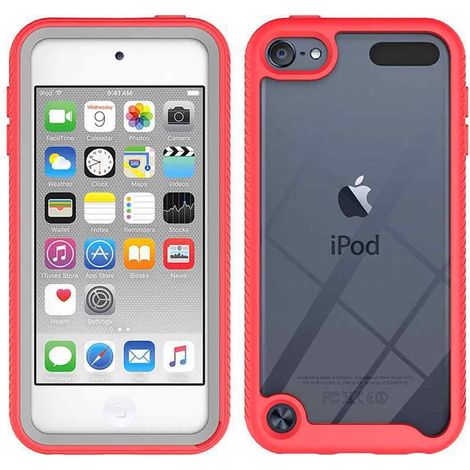 Rote, staub- und stoßfeste Hülle, kompatibel mit iPod Touch der 7., 6. und 5. Generation, mit integriertem Displayschutz und verstärktem Rahmen. (1/5)