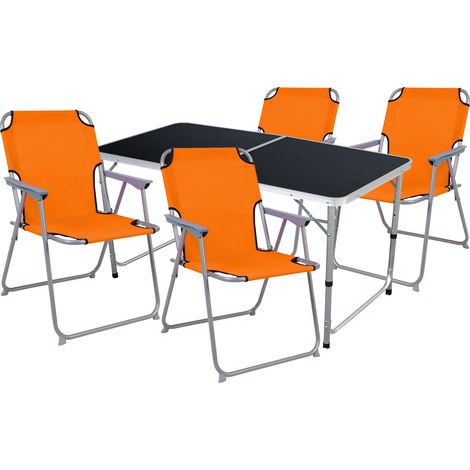 5-teiliges Campingmöbel Set orange 120x60x58/70cm schwarz-MMC330872B+4xMPO2600O (1/4)