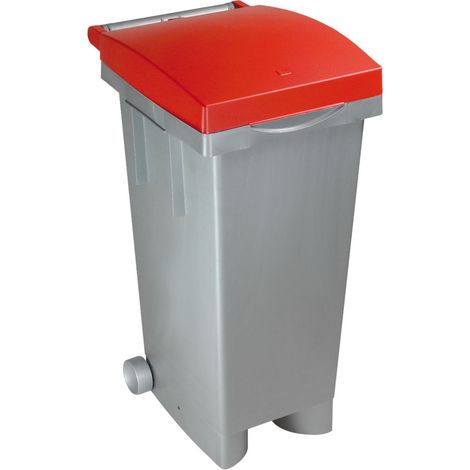 Bidone con ruote per raccolta differenziata 80 lt Tata ICS -  Red
