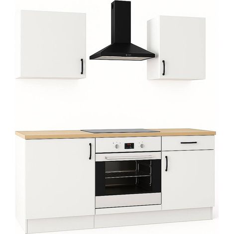 Dmora - Komplette Küche Thymira, Moderne Küchenkomposition, Modular Set für Küche, Funktionelle Küchenlösung, Weiß und Eiche
