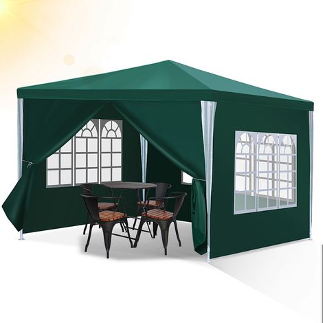 Randaco 3 x 3 m Garten Pavillon mit 4 Seitenteilen tragbares wasserdichtes Zelt Partyzelt, grün