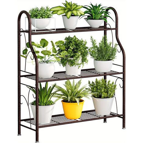Étagère plantes 3 niveaux métal noir – imperméable, anti-rouille – intérieur/extérieur (salon, balcon, jardin) – SUOERNUO. (124 caractères) (1/5)