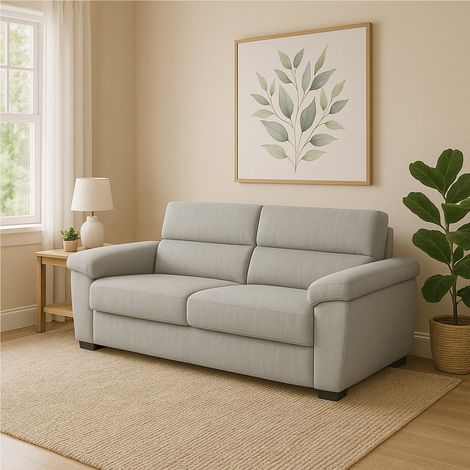 Dmora - Sofá cama 3 plazas Vanna, Sofá convertible para salón, acolchado, desenfundable, calidad 100% Made in Italy, 225x95 h100 cm, Gris claro (1/5)