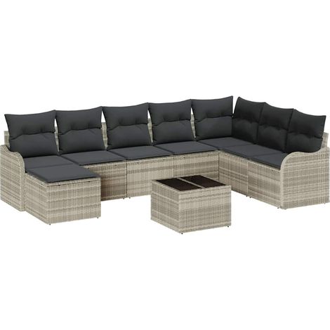 Maison Exclusive - Gartensofa-set Hellgrau Poly-Rattan