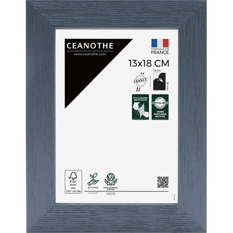 Cadre Photo Bleu 13x18 cm et 18x13 cm - Cadre Photo Bois FSC - Convient au Format A6 et Carte Postale – Fabriqué en France – Cadre Photo Karma Bleu - Verre acrylique Incassable (1/5)