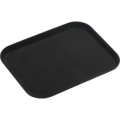 Plateau alimentaire antidérapant en caoutchouc super plastique, rectangulaire, 35 x 25 cm, noir (1/5)