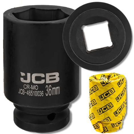 Bussola a impatto profonda JCB da 3/4" in acciaio Cr-Mo a 6 punte, 36 mm