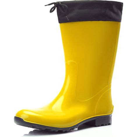Ladeheid Gummistiefel Damen mit Stulpe Wasserdicht Regenstiefel für Jede Jahreszeit LA-968 (Gelb/Schwarz, 40 EU)