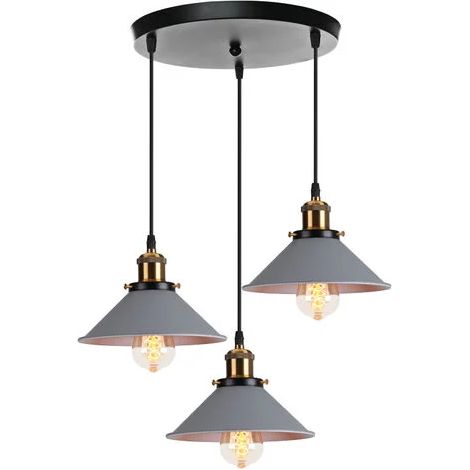 Suspension - Lustre 3 Têtes - Câble Réglable 100 cm - Douille E27 - Pour Salle À Manger Salon Chambre - Lot de 1