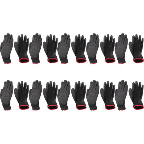 10 Paires Gants Antistatiques Adhérents Noirs PU Enduit Nylon Tricotés pour Atelier Mécanique (1/5)