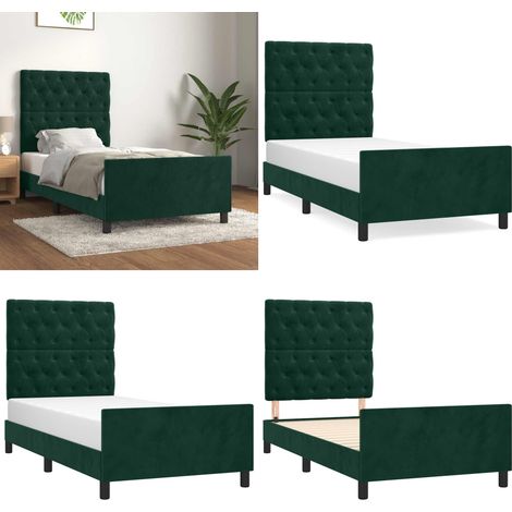 Giroletto senza Materasso Verde Scuro 80x200 cm in Velluto - Letto con testiera - Testiera per letto