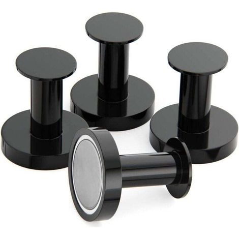 Porte Manteaux Aimantés, patère magnétique, 4 Crochets Muraux Noirs Extrêmement Solides, Porte Manteaux pour Porte avec Aimant en Métal Néodyme Rare, Crochets Porte de Frigo