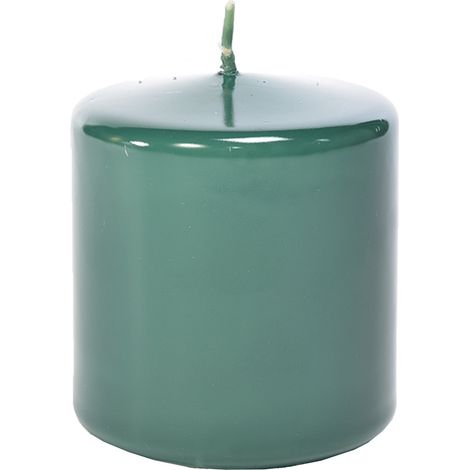 Candela cilindrica a cera Verde Foresta decorazione da interno ed esterno -Ø 8 x h 7 cm
