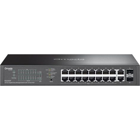 TP-LINK ES220GP Omada 20-Port Gigabit Easy Managed Switch 16-Port PoE+ 150W Budget 2x SFP Desktop/Rackmount Metal