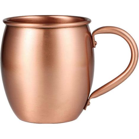 Mug en cuivre pur, style tambour, idéal pour les cocktails, les boissons froides, les restaurants et les bars. Contenance : 530 ml. (1/5)