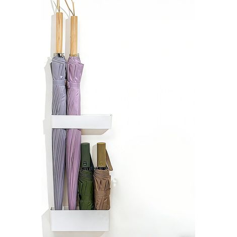 Adhesive Wall-Mounted Umbrella Holder, Wall-Mounted Adhesive Umbrella Stand, Holder for Long/Short Umbrellas, Umbrella Storage, White, for Hallway, Entrance Door (1/5)