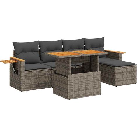 Maison Exclusive - Set Divano da Giardino 6pz con Cuscini Grigio Polyrattan Acacia