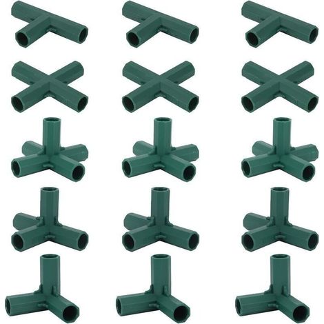 Set mit 15 16-mm-Gartenrahmenverbindern, 5 Arten von stabilen Stützen für Blumenständer und Gewächshäuser